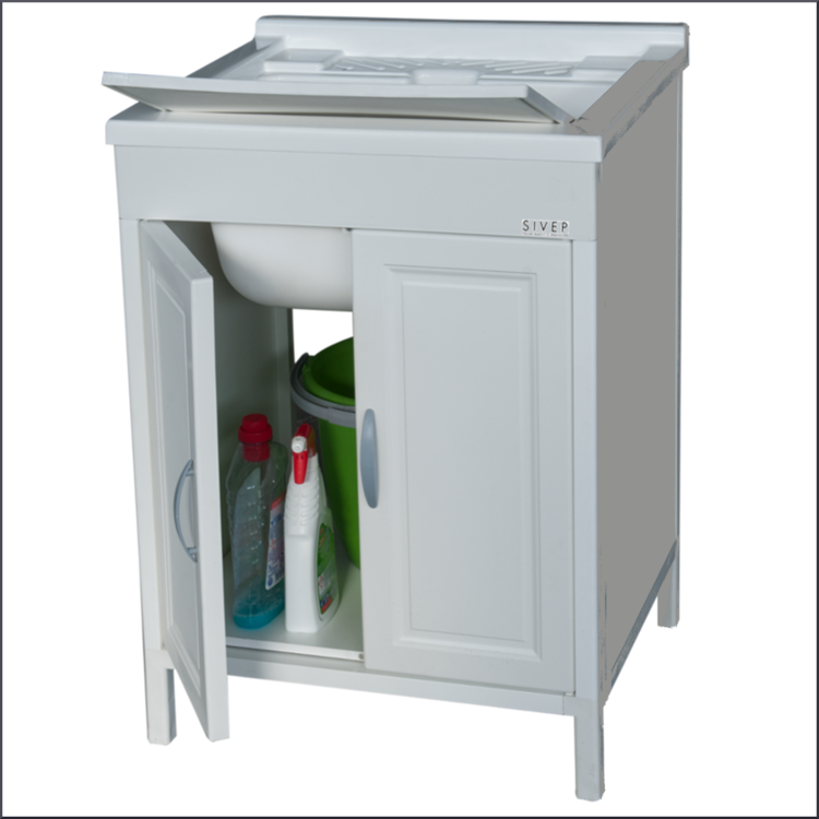 mobile lavatoio in resina con sportello apribile bianco sivep 60x60x84 - Edil Casa | Arredo bagno Termoarredi, Design di interni